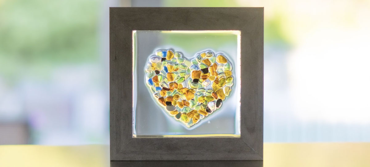 resin art with sea glass
