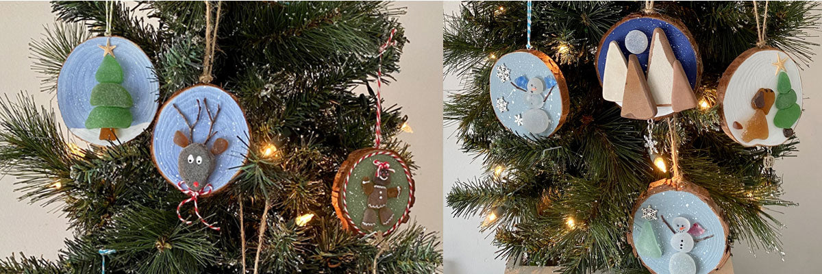 beach glass and beach pottery christmas ornaments