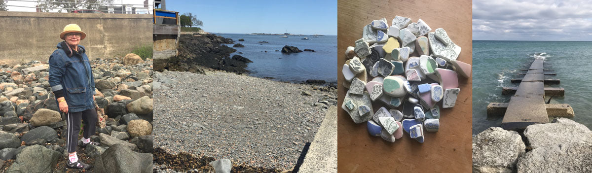 searching for sea glass beach pottery