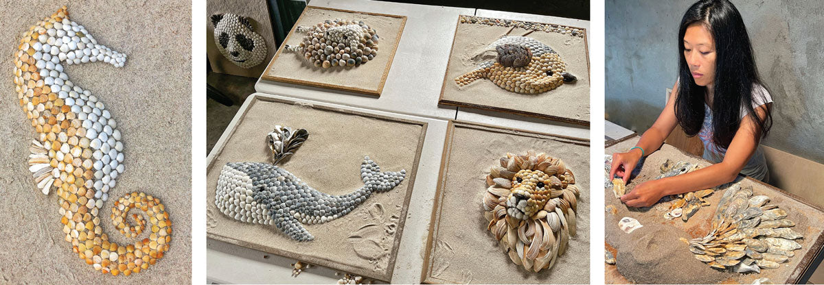 making art with seashells and sand