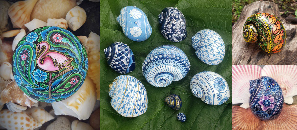 shells and rock painting