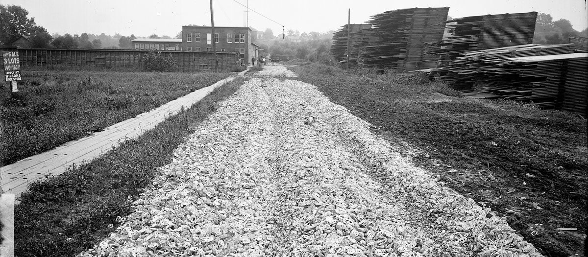 Spent shell-covered road