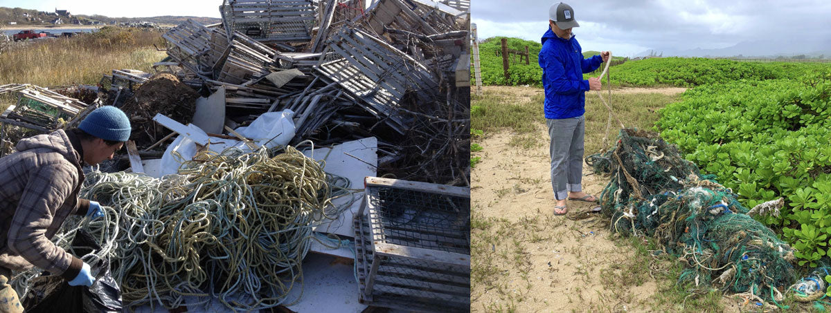 beach clean up fishing rope