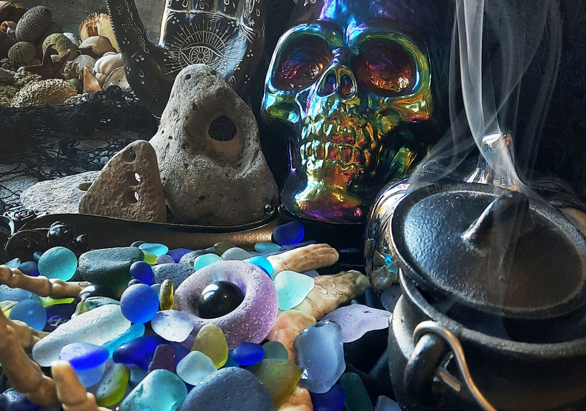 spooky scene with sea glass