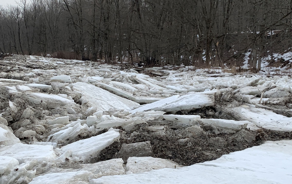 cracked winter ice in new york