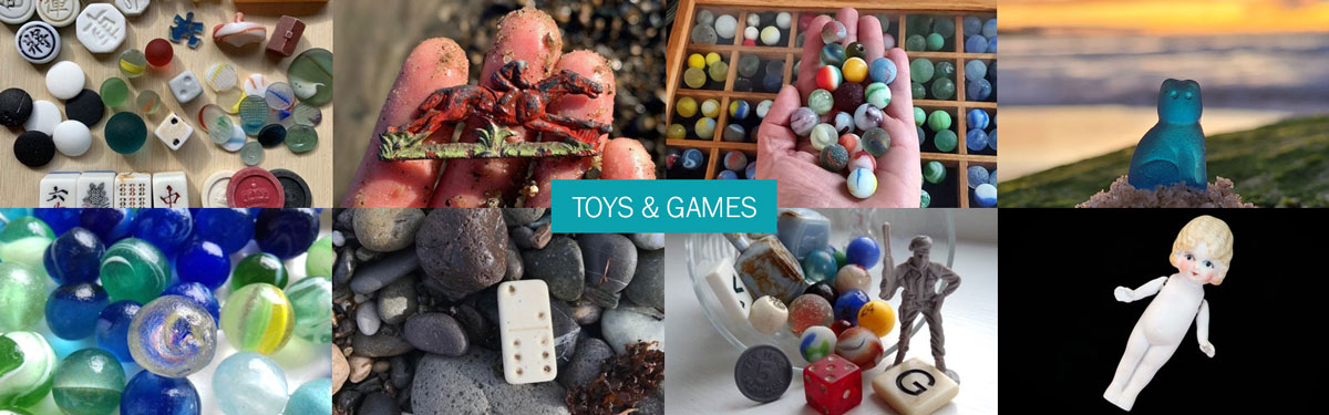 toys and game pieces found on the beach