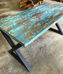 distressed wood table