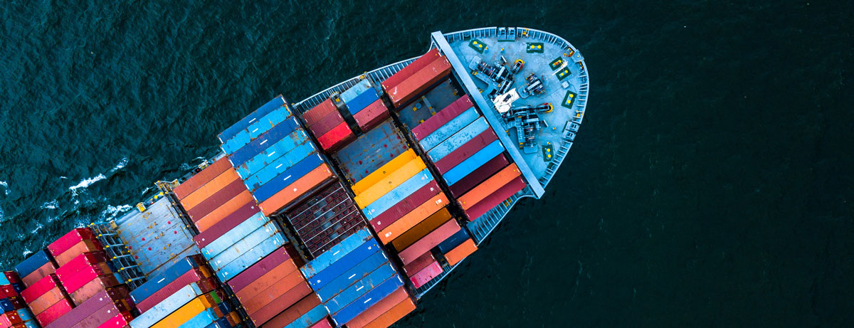 container ship on the ocean