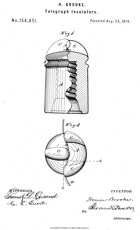 patent for vintage glass electrical insulator