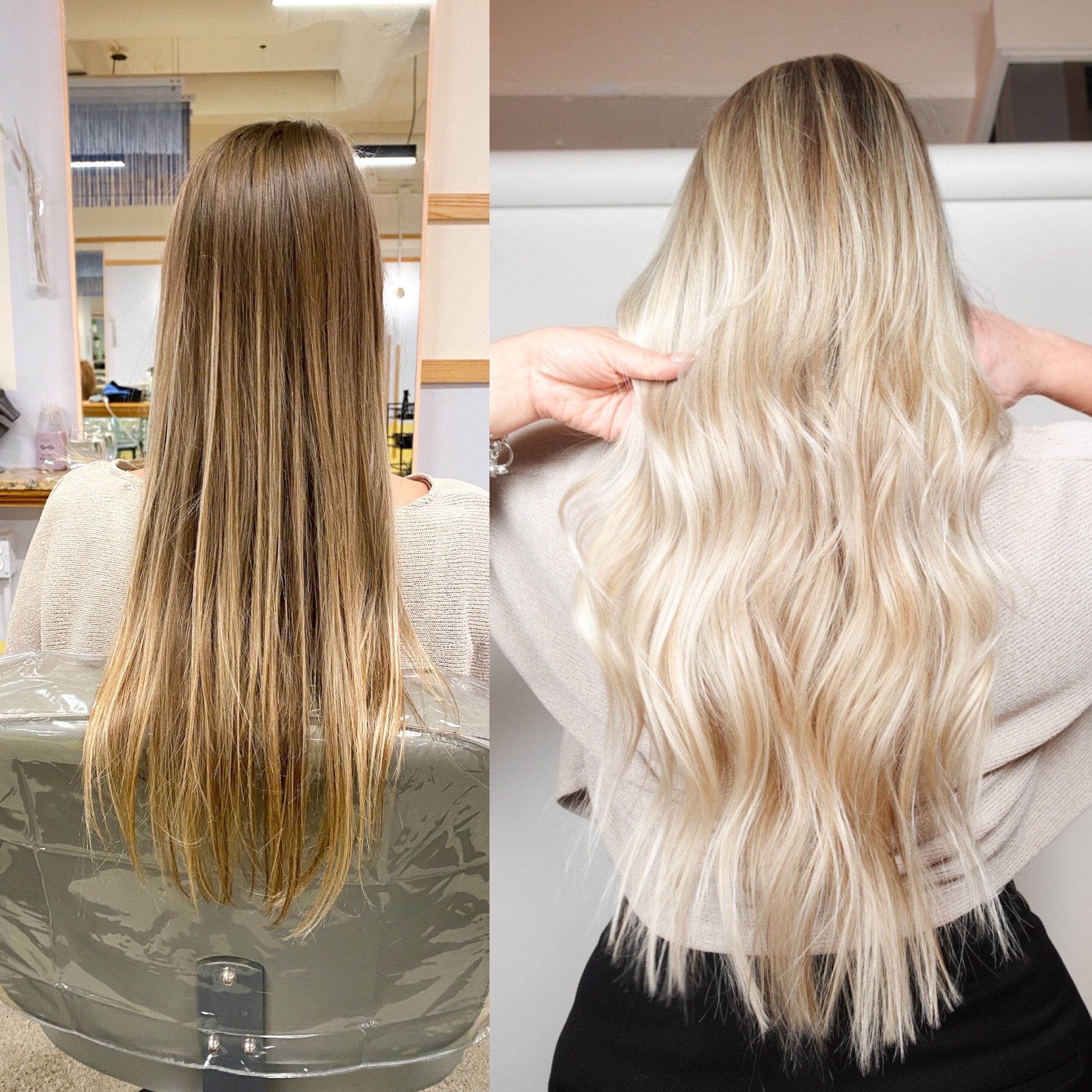 Brown to blonde hair transformation