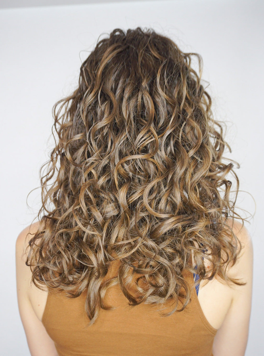 Back of a woman's head with perfect curls 