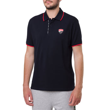 Polo t-shirt da uomo blu navy con logo Ducati Corse, Abbigliamento Sport, SKU a721500017, Immagine 0