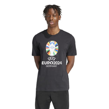 T-shirt nera da uomo con logo Uefa Euro  2024 multicolore adidas Oe Tee, Abbigliamento Sport, SKU a722000417, Immagine 0