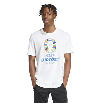 T-shirt bianca da uomo con logo Uefa Euro  2024 multicolore adidas Oe Tee, Abbigliamento Sport, SKU a722000418, Immagine 0