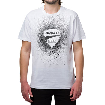 T-shirt bianca e nera da uomo con logo Ducati Corse, Abbigliamento Sport, SKU a722000437, Immagine 0