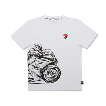 T-shirt da bambino bianca con stampa e logo Ducati Corse, Abbigliamento Sport, SKU a762000097, Immagine 0