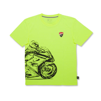 T-shirt da bambino giallo fluo con stampa e logo Ducati Corse, Abbigliamento Sport, SKU a762000099, Immagine 0