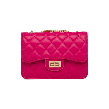 Borsa a tracolla da donna fucsia effetto trapuntato Lora Ferres, Borse e accessori Donna, SKU b513001214, Immagine 0