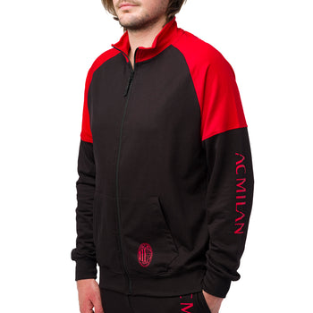 Felpa da uomo rossa e nera con zip e logo Milan, Abbigliamento Uomo, SKU c821000433, Immagine 0