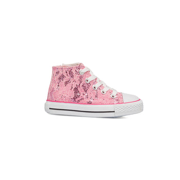Sneakers alte da bambina rosa effetto pizzo con glitter Le Scarpe di Alice, Scarpe Bambini, SKU k222000424, Immagine 0