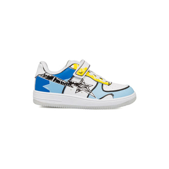 Sneakers da ragazzo bianche con dettagli azzurri blu e gialli Space Boy, Scarpe Bambini, SKU k262000474, Immagine 0