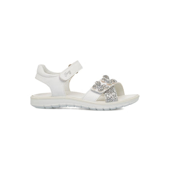 Sandali da bambina bianchi con dettagli argento glitter Primigi Alanis, Scarpe Bambini, SKU k285000432, Immagine 0
