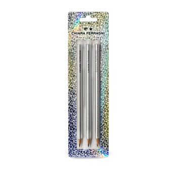 Set di 3 matite argento con glitter e logo Chiara Ferragni, Black Friday | Sconti fino al 50%, SKU o939100162, Immagine 0