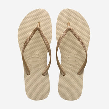 Ciabatte infradito da donna oro con dettaglio effetto metalizzato Havaianas Slim, Brand, SKU p412001325, Immagine 0