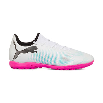 Scarpe da calcetto biancheda uomo con suola fucsia Puma Future 7 Play TT, Brand, SKU s326000131, Immagine 0