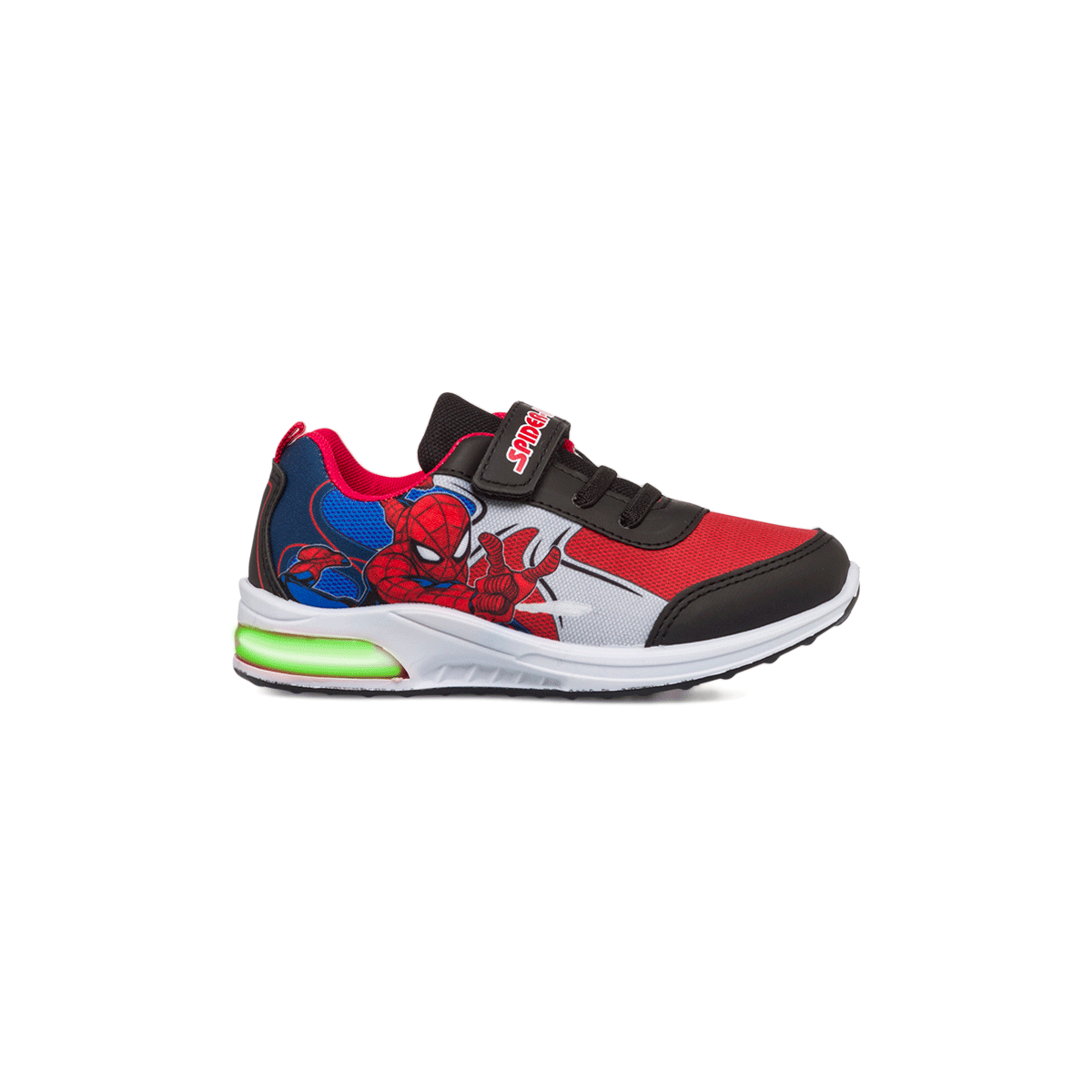 Sneakers primi passi da bambino rosse e blu con luci nella suola e stampa Spiderman, Scarpe Primi passi, SKU s332000097, Immagine 0
