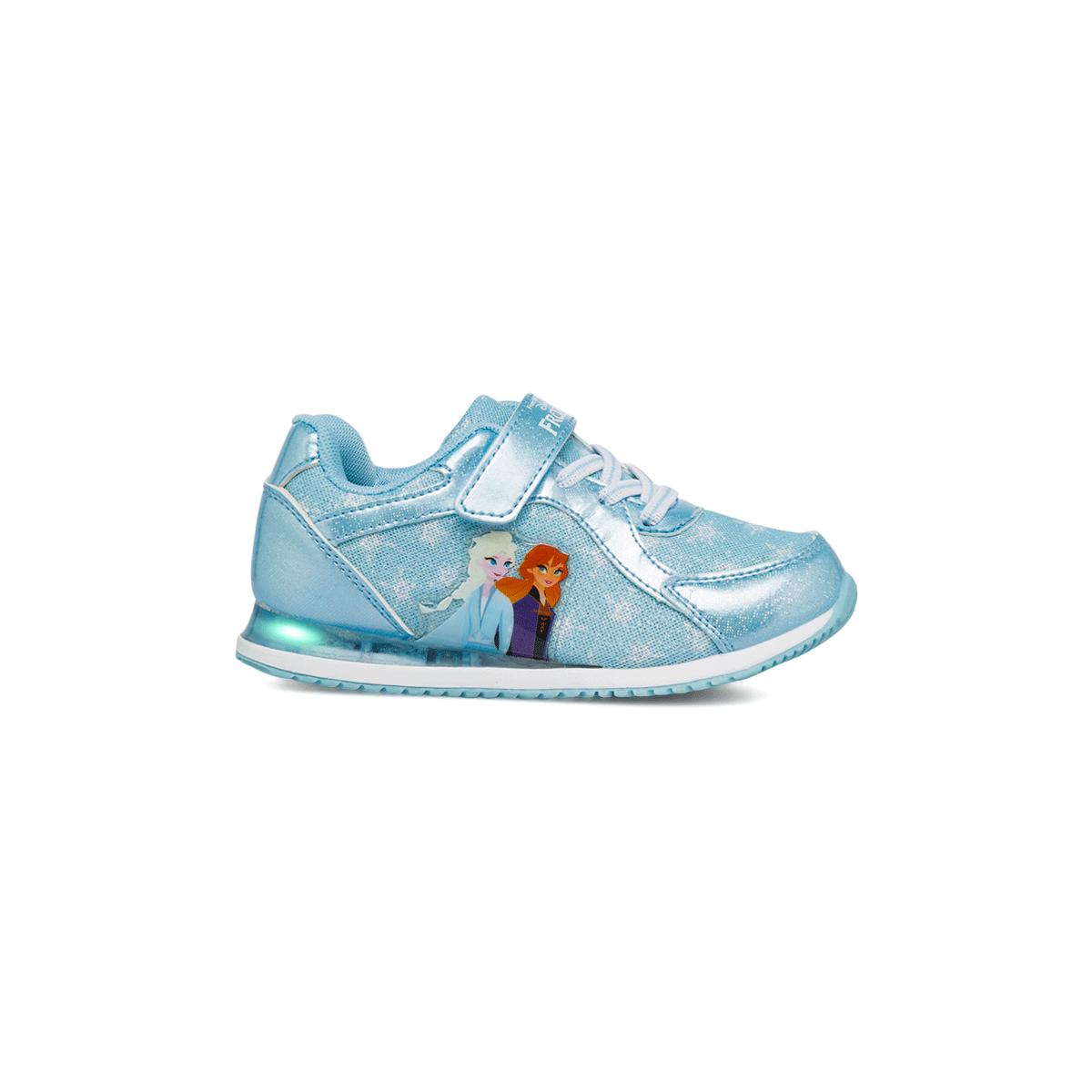 Sneakers primi passi azzurre da bambina con luci nella suola e stampa Frozen, Scarpe Primi passi, SKU s332000115, Immagine 0