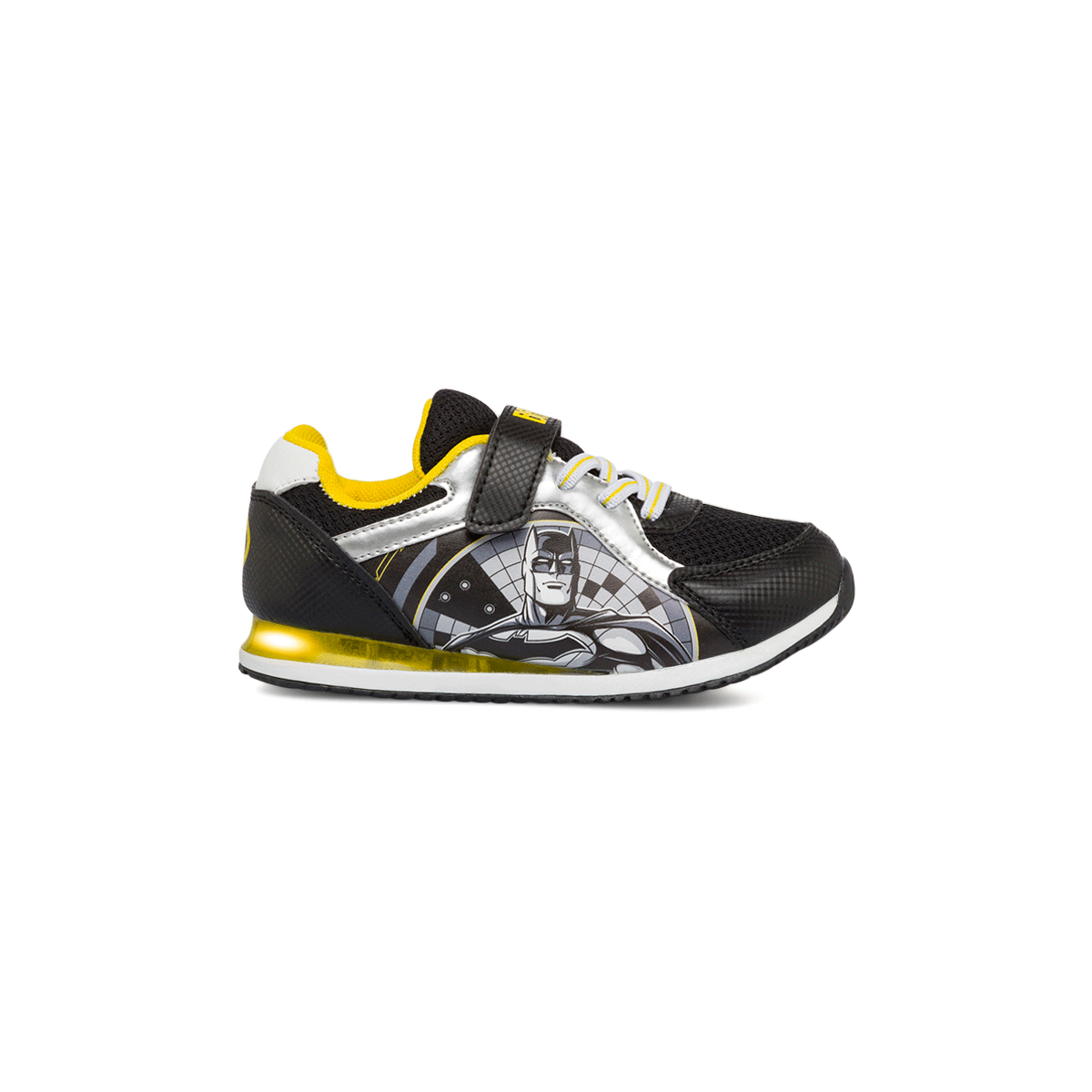 Sneakers primi passi nere da bambino con luci nella suola e stampa Batman, Scarpe Primi passi, SKU s332000116, Immagine 0