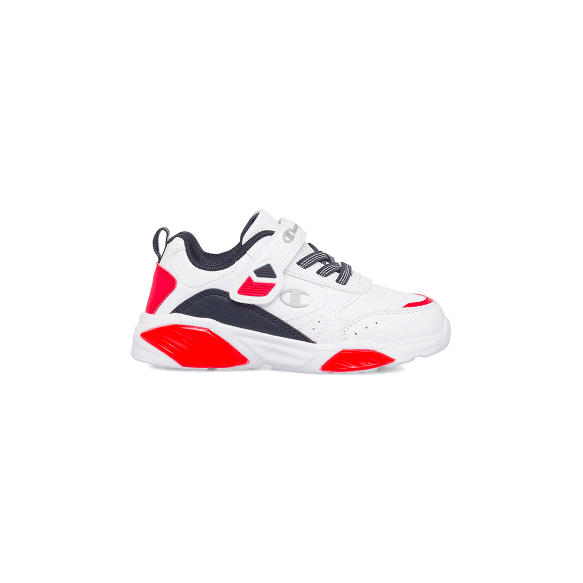 Sneakers da bambino primi passi bianche con dettagli rossi e neri e luci nella suola Champion Wave, Brand, SKU s332000122, Immagine 0