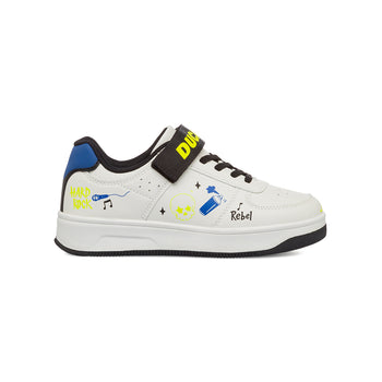 Sneakers bianche da bambino con stampe e logo sul velcro Ducati Bargellino X4 Ps, Brand, SKU s342500264, Immagine 0