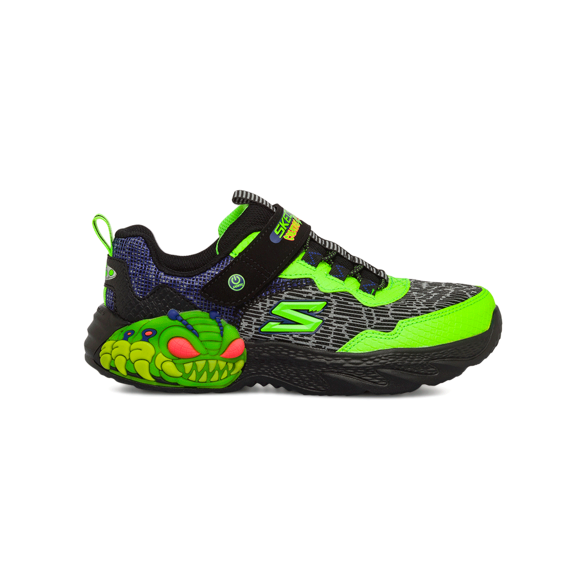 Sneakers nere e verdi da bambino con luci nella suola Skechers S-Lights: Creature-Lights, Brand, SKU s343500130, Immagine 0