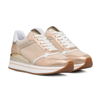 Sneakers beige e oro da donna con dettagli laminati e glitter Swish Jeans, Donna, SKU w014002207, Immagine 0