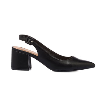 Décolleté slingback nere con cinturino e tacco a blocco 6 cm Lora Ferres, Donna, SKU w023000110, Immagine 0