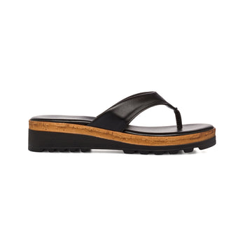 Sandali infradito neri in pelle con zeppa 4,5 cm Primopiano, Donna, SKU w043000808, Immagine 0