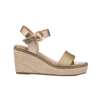 Sandali da donna con zeppa 9 cm oro Lora Ferres, Donna, SKU w043000879, Immagine 0