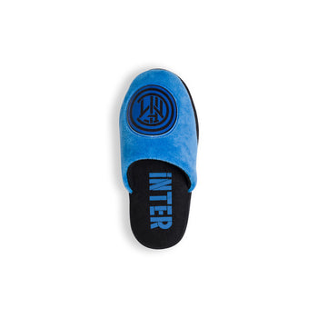 Pantofole blu in tessuto con logo frontale Inter