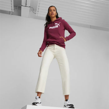 Felpa bordeaux da donna con logo Puma Essentials, Abbigliamento Sport, SKU a711000105, Immagine 0