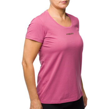 T-shirt stretch fucsia da donna con logo metallizzato Freddy, Abbigliamento Sport, SKU a712000220, Immagine 0