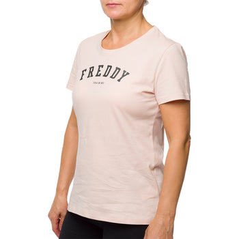 T-shirt rosa da donna con logo glitterato Freddy, Abbigliamento Sport, SKU a712000222, Immagine 0
