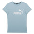 T-shirt azzurra da donna con logo argento Puma Essentials +, Abbigliamento Sport, SKU a712000229, Immagine 0