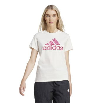 T-shirt bianca da donna con logo effetto animalier rosa adidas W Animal GT, Abbigliamento Sport, SKU a712000238, Immagine 0