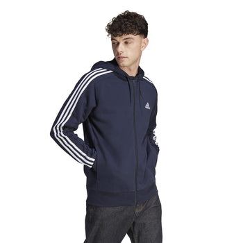 Felpa con cappuccio blu da uomo con zip adidas Essentials, Abbigliamento Sport, SKU a721000193, Immagine 0