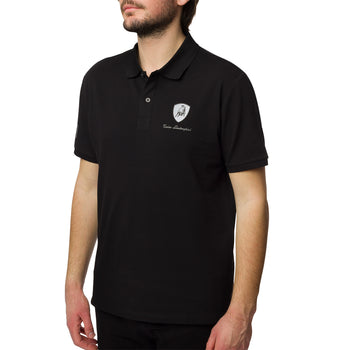 Polo nera da uomo con dettagli grigi e logo Tonino Lamborghini, Abbigliamento Sport, SKU a721500021, Immagine 0