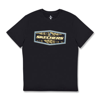 T-shirt nera da uomo con logo sul petto Skechers Latitude Tee, Abbigliamento Sport, SKU a722000257, Immagine 0