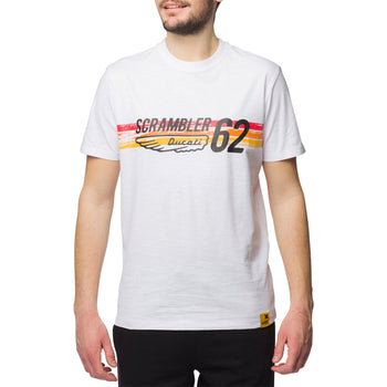 T-shirt bianca da uomo con logo sul petto Scrambler Ducati Heritage 62, Abbigliamento Sport, SKU a722000301, Immagine 0