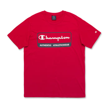 T-shirt rossa da uomo con stampa blu e bianca sul petto Champion, Abbigliamento Sport, SKU a722000362, Immagine 0